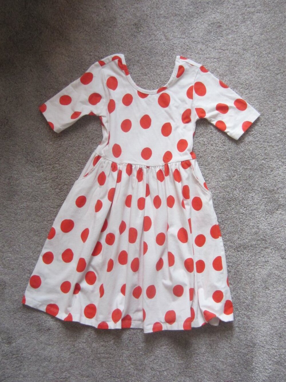 Quince Organic Cotton Red Polka Dot Dress Size 7